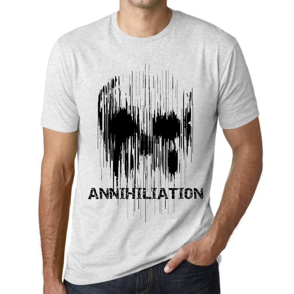 Mens Vintage Tee Shirt Graphic T Shirt Skull Annihiliation Vintage White - Vintage White / Xs / Cotton - T-Shirt