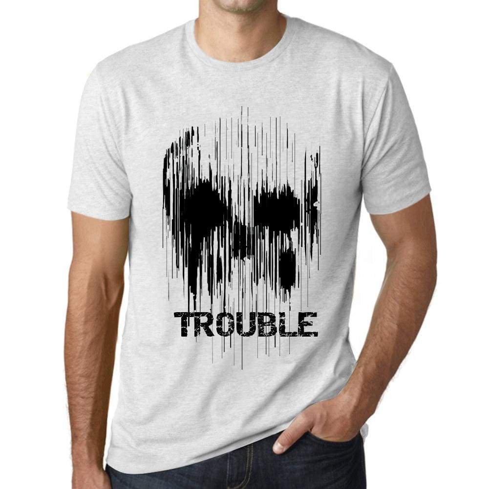 Mens Vintage Tee Shirt Graphic T Shirt Skull Trouble Vintage White - Vintage White / Xs / Cotton - T-Shirt