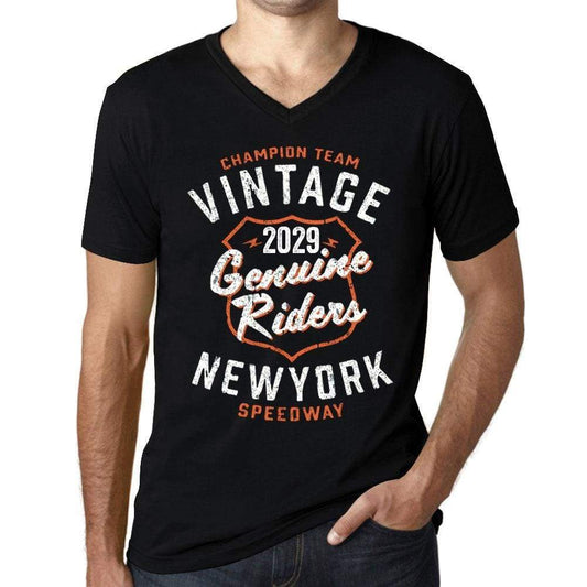 Mens Vintage Tee Shirt Graphic V-Neck T Shirt Genuine Riders 2029 Black - Black / S / Cotton - T-Shirt