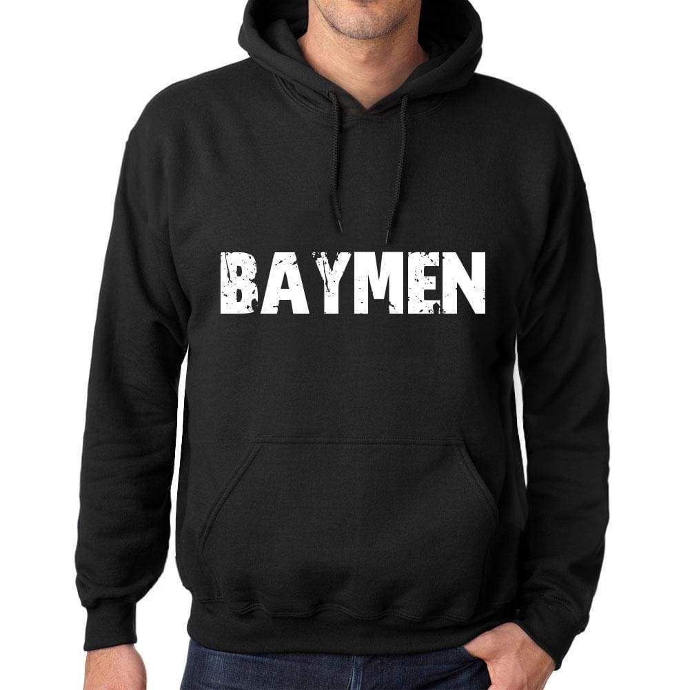 Mens Womens Unisex Printed Graphic Cotton Hoodie Soft Heavyweight Hooded Sweatshirt Pullover Popular Words Baymen Deep Black - Black / Xs /