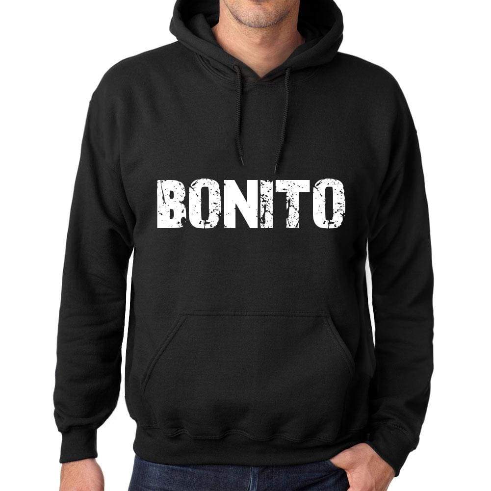 Mens Womens Unisex Printed Graphic Cotton Hoodie Soft Heavyweight Hooded Sweatshirt Pullover Popular Words Bonito Deep Black - Black / Xs /