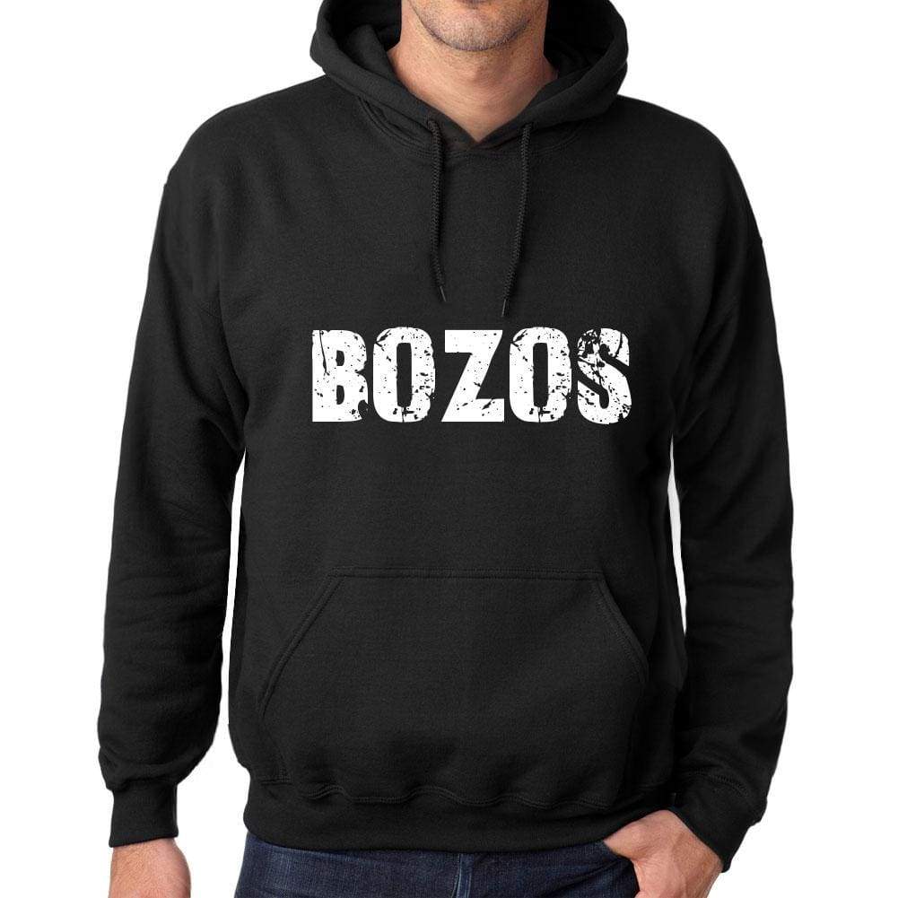 Mens Womens Unisex Printed Graphic Cotton Hoodie Soft Heavyweight Hooded Sweatshirt Pullover Popular Words Bozos Deep Black - Black / Xs /