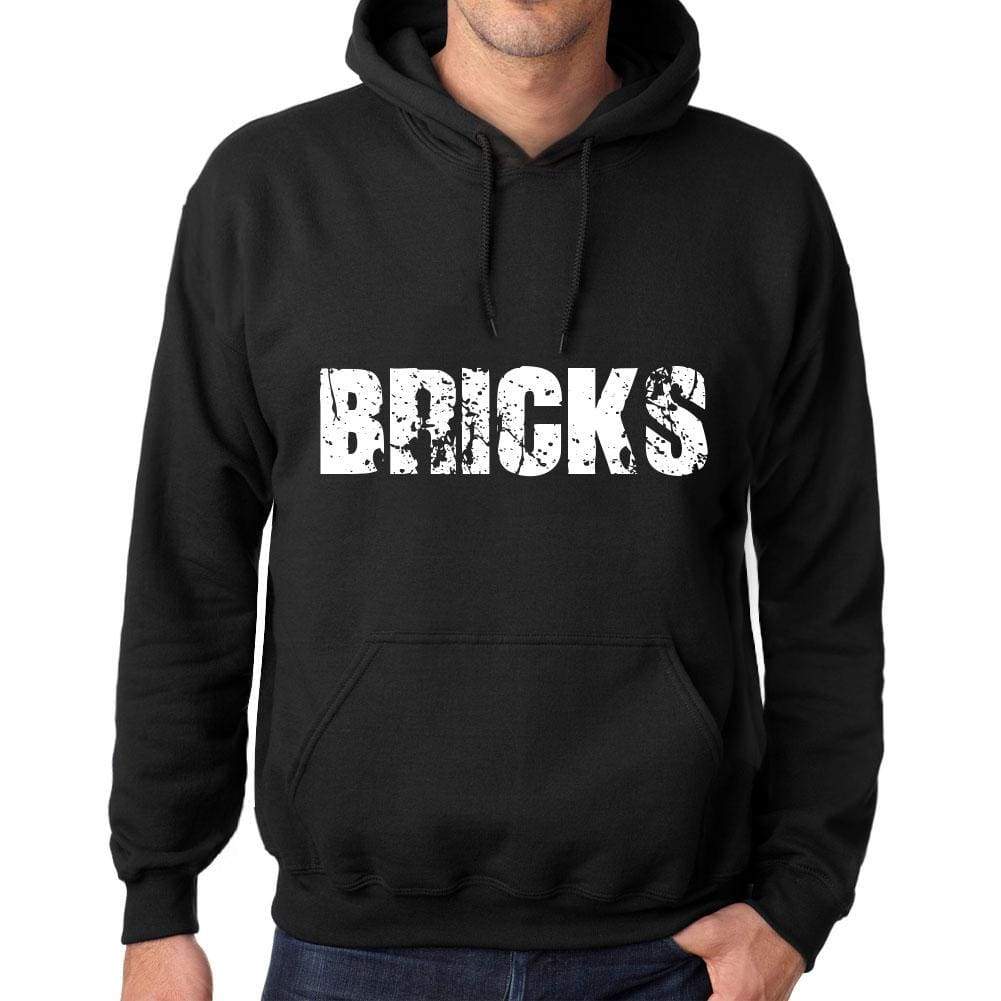 Mens Womens Unisex Printed Graphic Cotton Hoodie Soft Heavyweight Hooded Sweatshirt Pullover Popular Words Bricks Deep Black - Black / Xs /