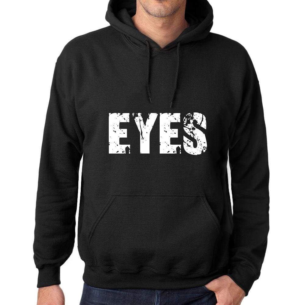 Mens Womens Unisex Printed Graphic Cotton Hoodie Soft Heavyweight Hooded Sweatshirt Pullover Popular Words Eyes Deep Black - Black / Xs /