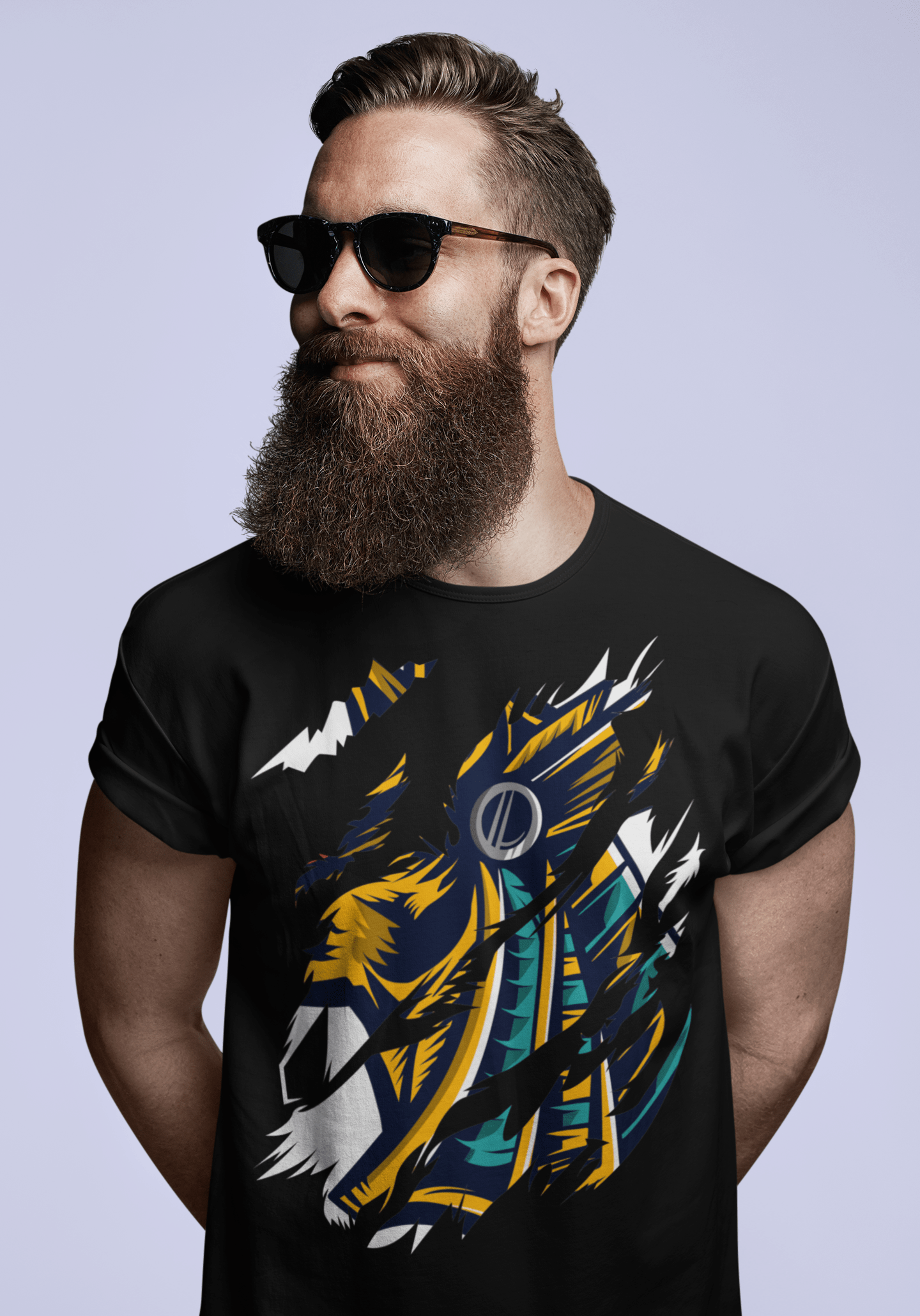 ULTRABASIC T-shirt déchiré pour hommes Design coloré - Chemise vintage à manches courtes