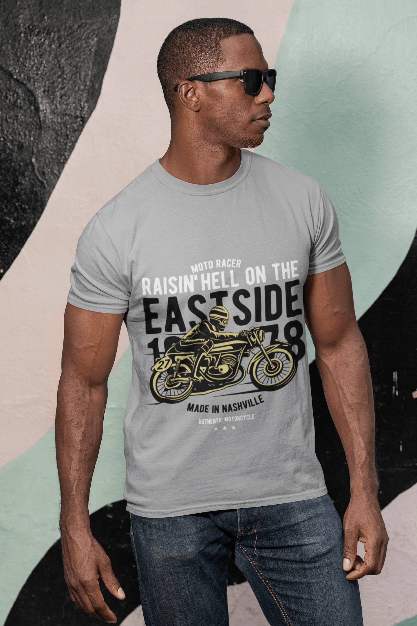 ULTRABASIC Herren T-Shirt Moto Racer Raisin' Hell on the East Side 1978 T-Shirt