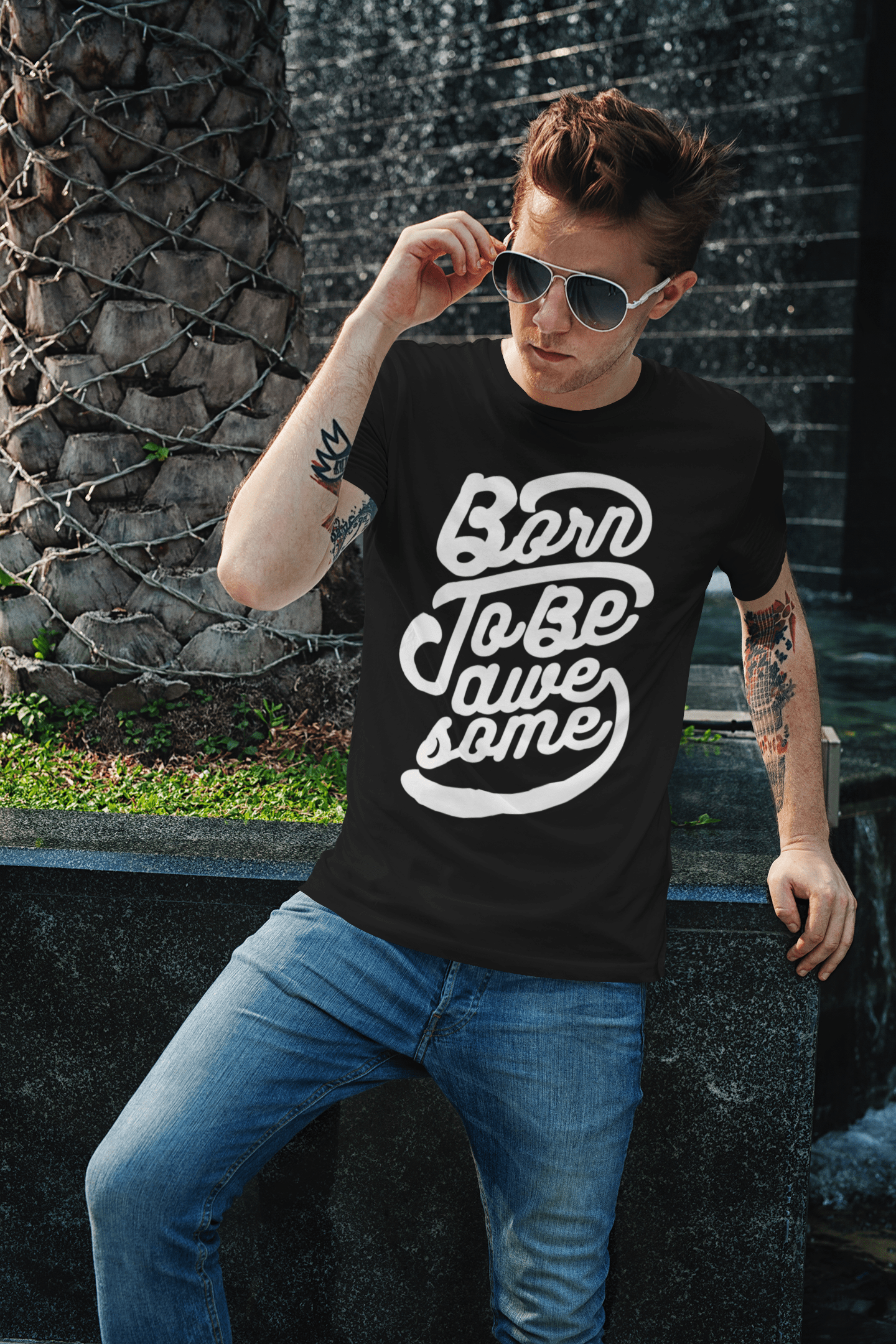 Men's T-Shirt Born To Be Awesome Vintage Comfortable Fabulous Apparel