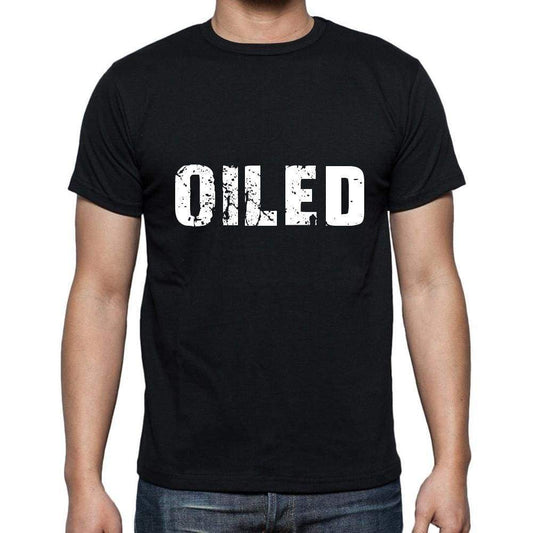Oiled Mens Short Sleeve Round Neck T-Shirt 5 Letters Black Word 00006 - Casual
