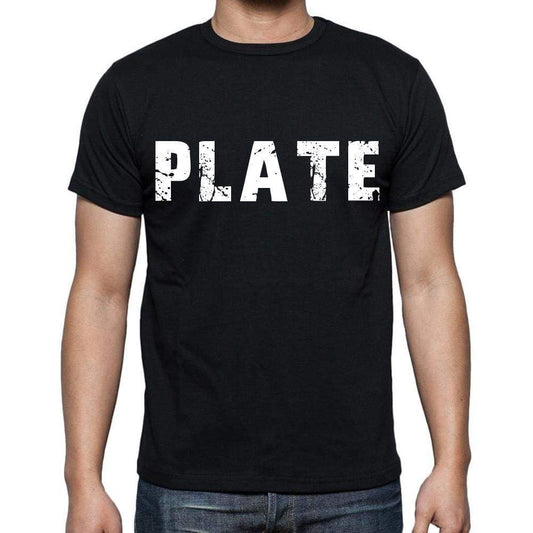 Plate White Letters Mens Short Sleeve Round Neck T-Shirt 00007