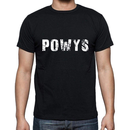 Powys Mens Short Sleeve Round Neck T-Shirt 5 Letters Black Word 00006 - Casual