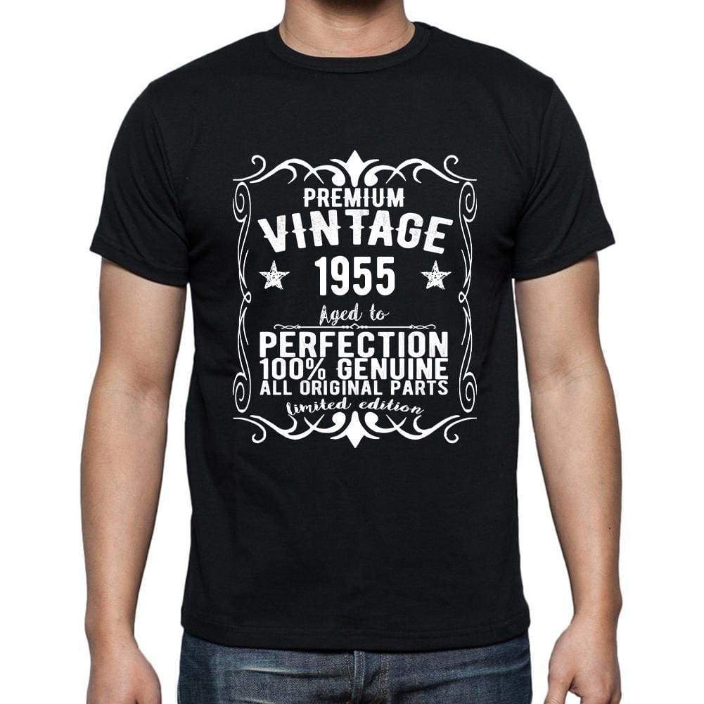 Premium Vintage Year 1955 Black Mens Short Sleeve Round Neck T-Shirt Gift T-Shirt 00347 - Black / S - Casual