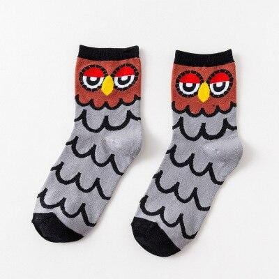 Mode femme drôle hibou femme coton chaussettes coréen femme style heureux mignon animal dessin animé cheville chaussettes