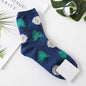 Jacquard/plantes fleurs mignonnes motif impression chaussettes d'art femmes pissenlit/tournesol chaussettes mode doux Calcetines Sokken