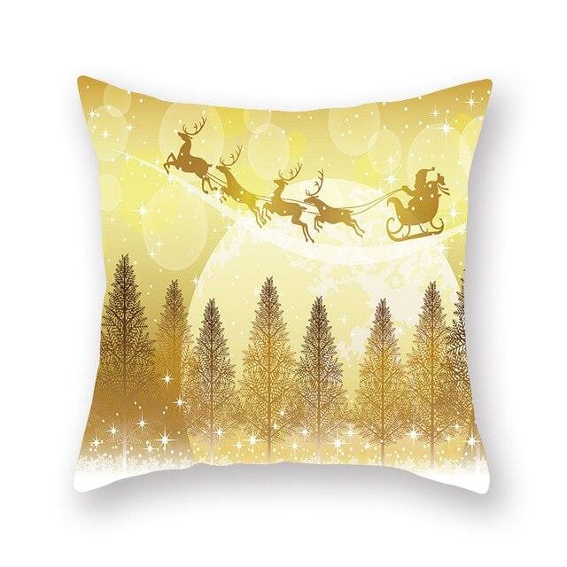 Christmas Decorative Pillowcases Polyester Merry Christmas Tree Deer Throw Pillow Case Cover New Year Pillowcase