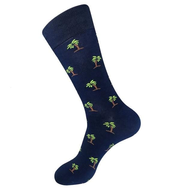 PEONFLY 80% Cotton Men's Socks Harajuku Colorful Cartoon Funny Kawaii Flamingo Space Lemon Happy Socks For Christmas Gift