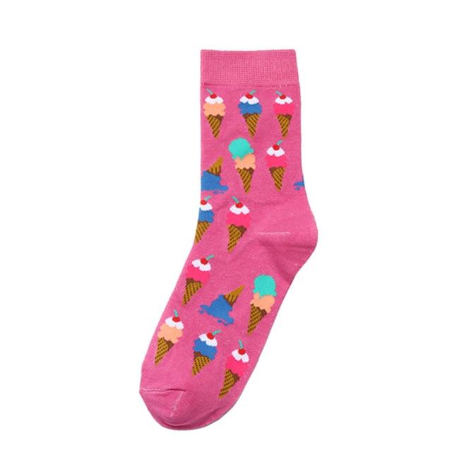 Nouveauté femmes chaussettes drôle mignon dessin animé Fruits banane avocat citron oeuf beignets nourriture heureux japonais Harajuku Skateboard chaussettes