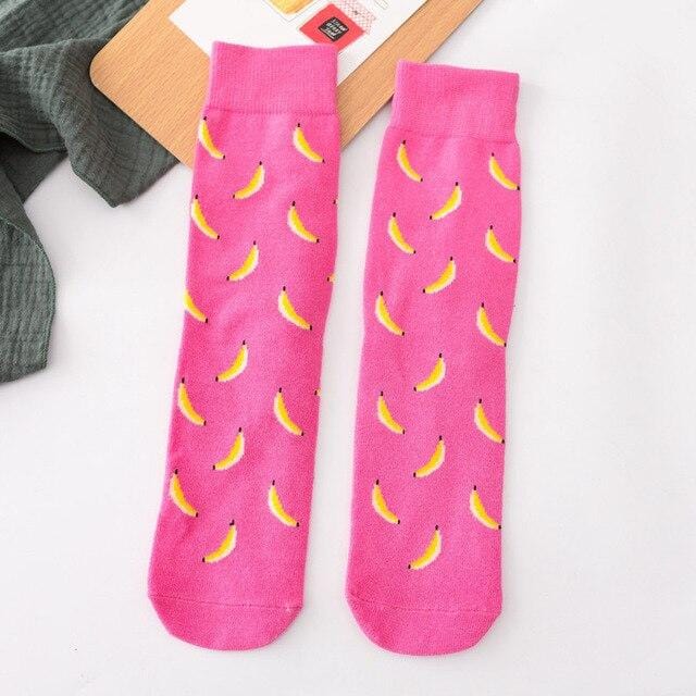 Harajuku Happy chaussettes unisexe drôle dessin animé fruits avocat banane Burger frites bière Biscuit poulet frit nourriture chaussettes Skateboard-8