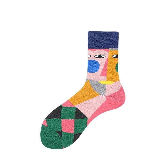 Chaussettes créatives de haute qualité pour femmes, Harajuku Kawaii, peinture alimentaire au lait, fraise, imprimé Animal, chaussettes amusantes et mignonnes