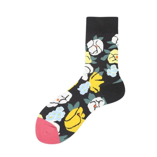 Chaussettes créatives de haute qualité pour femmes, Harajuku Kawaii, peinture alimentaire au lait, fraise, imprimé Animal, chaussettes amusantes et mignonnes