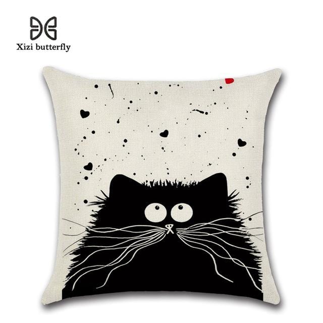 Neue Cartoon Katze Leinen Kissenbezug 45X45 cm Kissenbezug Hause Dekorative Kissen Abdeckung Für Sofa Auto Cojines