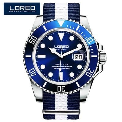 LOREO Luxury Brand Diving Men Military Sport Watches Men's Automatic Mechanical Clock Waterproof 200M Date Wristwatch Reloj