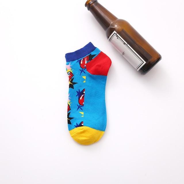 Chaussettes d'été tendance pour hommes, chaussettes en coton, bateau, intérêt, drôle, originalité, Harajuku, cheville, nourriture, fruits