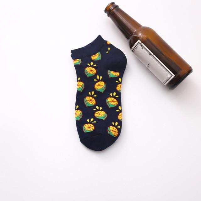 Chaussettes d'été tendance pour hommes, chaussettes en coton, bateau, intérêt, drôle, originalité, Harajuku, cheville, nourriture, fruits