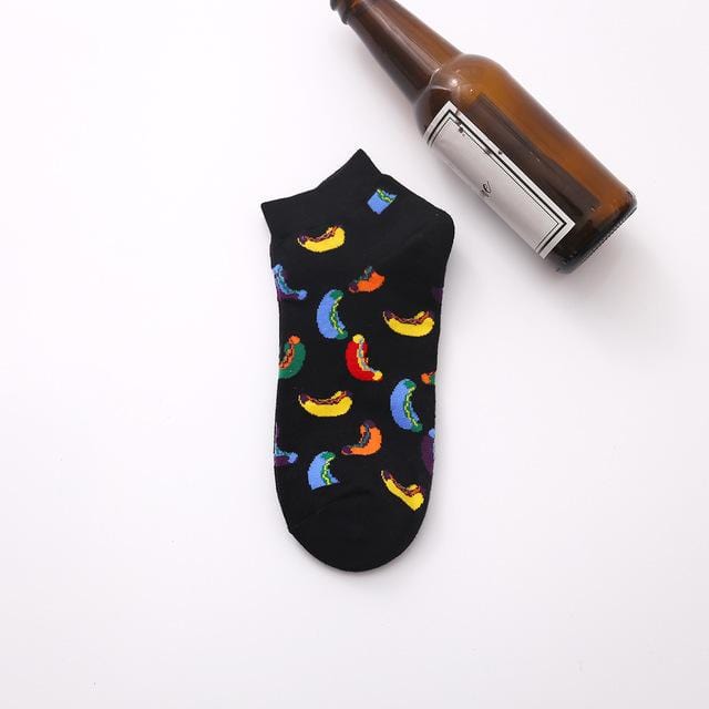 Chaussettes d'été tendance pour hommes, chaussettes en coton, bateau, intérêt, drôle, originalité, Harajuku, cheville, nourriture, fruits