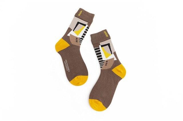 Unisex Painting Style Men Socks 100 Cotton Harajuku Colorful Full Socks Men 1 Pair Gifts Size 35-43