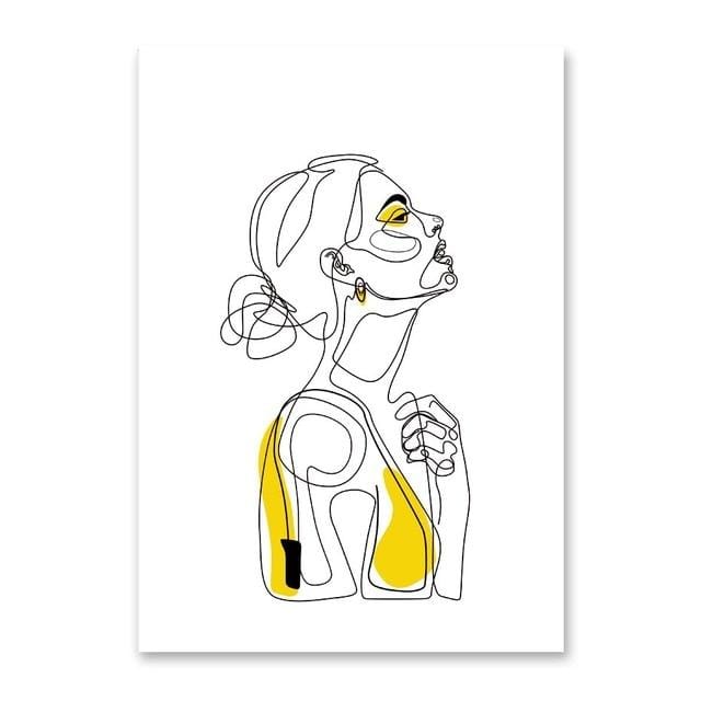 Affiche et imprimés nordiques abstraits pour femmes, peinture sur toile moderne, Art mural, image murale de fille jaune, décoration de maison pour chambre à coucher