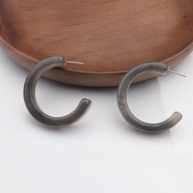 MENGJIQIAO 2019 nouveau irrégulier géométrique rond <span>gris</span> acrylique déclaration longues boucles d'oreilles goutte acide acétique résine boucles d'oreilles pour les femmes