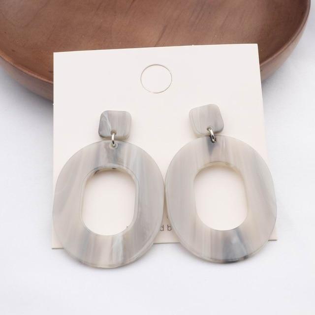 MENGJIQIAO 2019 nouveau irrégulier géométrique rond <span>gris</span> acrylique déclaration longues boucles d'oreilles goutte acide acétique résine boucles d'oreilles pour les femmes