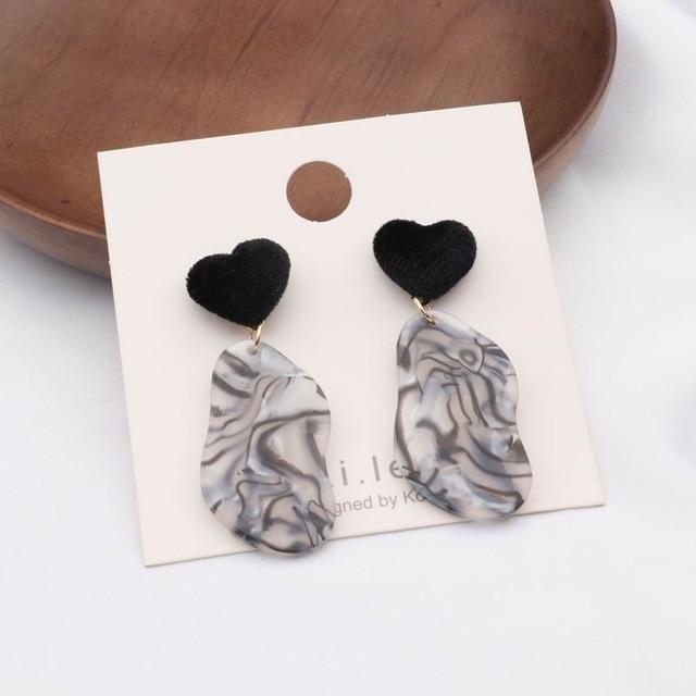 MENGJIQIAO 2019 nouveau irrégulier géométrique rond <span>gris</span> acrylique déclaration longues boucles d'oreilles goutte acide acétique résine boucles d'oreilles pour les femmes