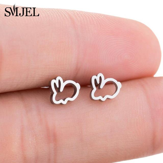 SMJEL – boucles d'oreilles Mickey en acier inoxydable pour femmes et filles, minimaliste, renard, chat, hérisson, bijoux, accessoires animaux, cadeaux
