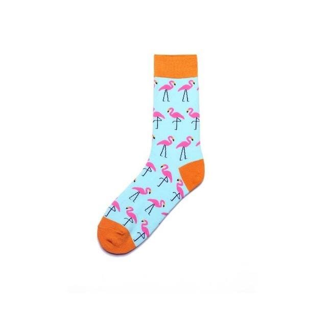 PEONFLY Men Fashion Printing Cartoon Crocodile Shark Zebra Dog Sloth Koala Flower Bird Colorful Socks Soft Comfort Cotton Socks