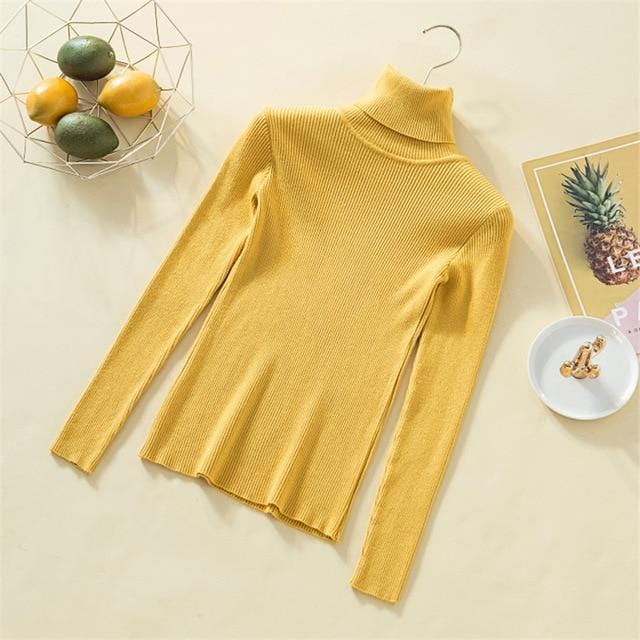 Stricken Pullover Frauen Rollkragen Casual Reinem Kaschmir Pullover Herbst Winter Solide Langarm Slim-jumper Weiche Tops Pull Femme