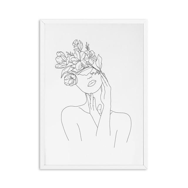 Abstract Women Line Drawing Nordic Posters Prints Modern Canvas Painting Wall Art Flower Girl Wall Picture Bedroom Home Decor