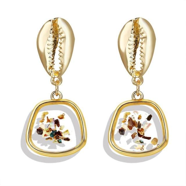 17KM Vintage boucles d'oreilles 2019 géométrique coquille boucles d'oreilles pour femmes filles BOHO résine boucles d'oreilles Brincos mode tortue bijoux