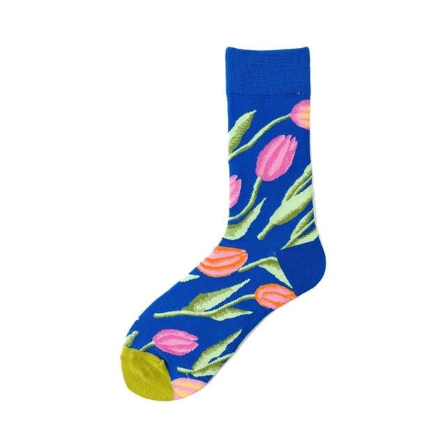 Nouveauté heureux drôle hommes chaussettes graphiques coton peigné Omelette grenouille fou Burger saumon maïs avocat oiseau poisson chaussette cadeau de noël