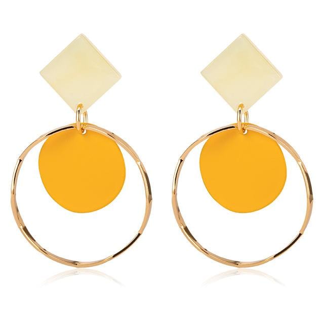 X&P New Korean Heart Statement Drop Earrings 2019 for Women Fashion Vintage Geometric Acrylic Dangle Hanging Earring Jewelry