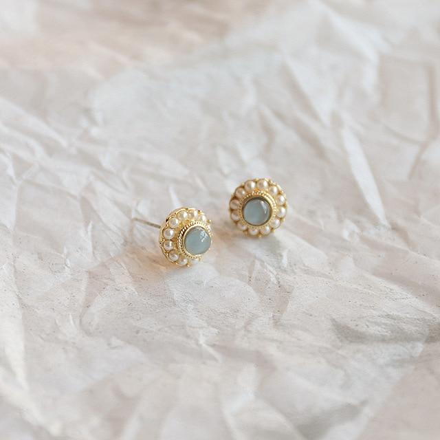 AOMU – boucles d'oreilles géométriques bleues coréennes en acrylique, cercle creux irrégulier carré, pendantes en métal pour femmes, bijoux de fête de plage