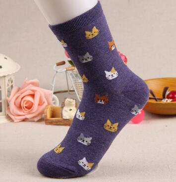 Jeseca 2019 Autumn Women Socks Cartoon Animal Cute Cat Sock for Girls Winter Thick Warm Cotton Sock for Ladies Christmas Gifts