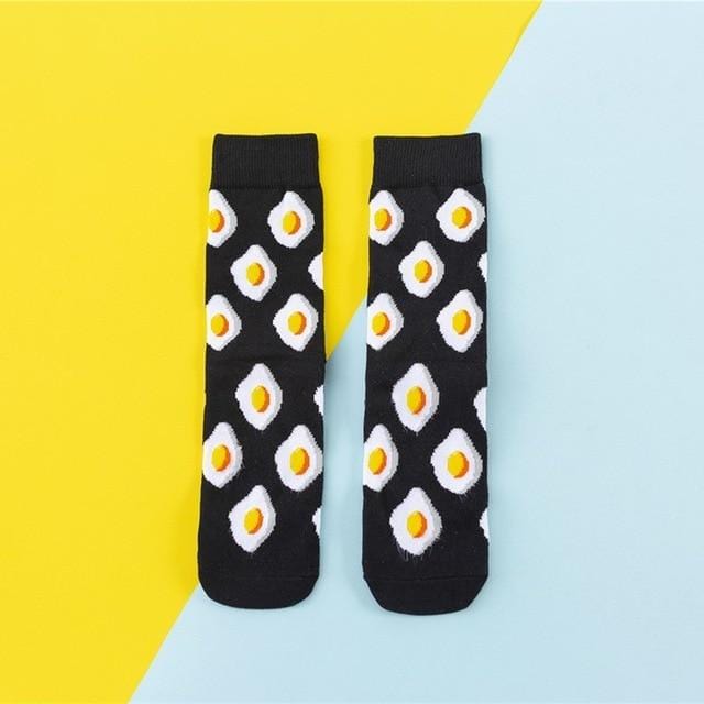 Hot Sales Funny Socks Women Casual Cartoon Fruit Banana Avocado Lemon Egg Cookie Donuts Happy Japanese Harajuku Skateboard Socks