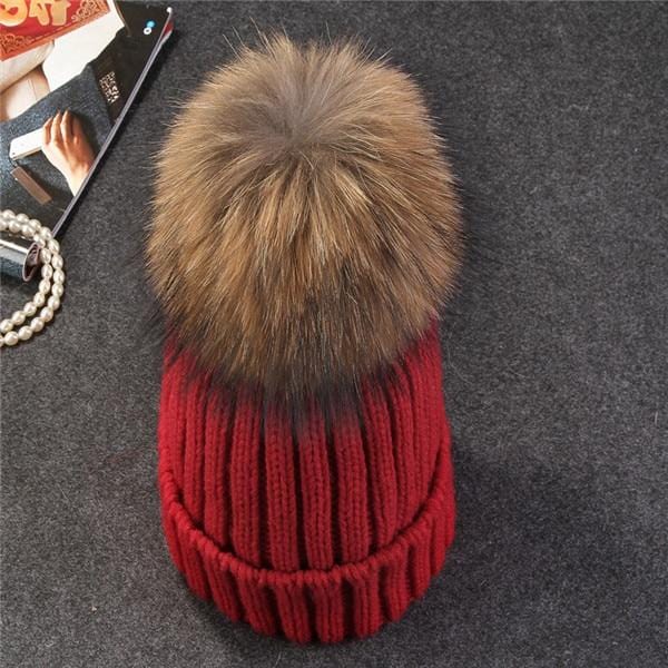 Xtrois vison et fourrure de renard casquette pom poms chapeau d'hiver pour femmes fille chapeau tricoté bonnets casquette flambant neuf épais femme casquette