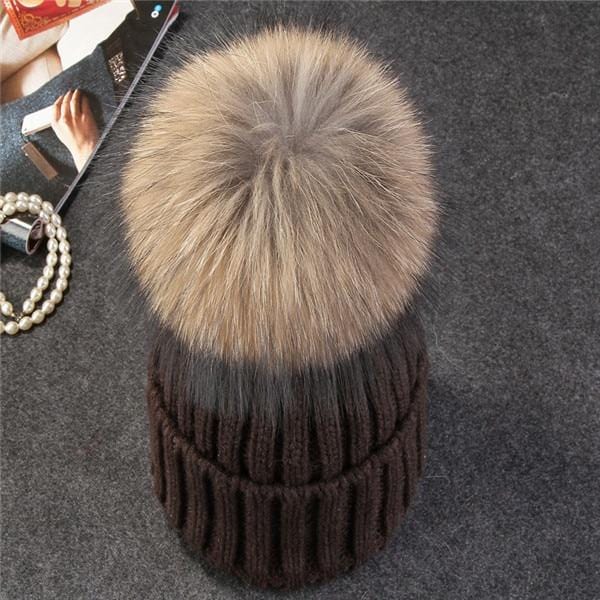 Xthree mink and fox fur ball cap pom poms winter hat for women girl 's hat knitted beanies cap brand new thick female cap