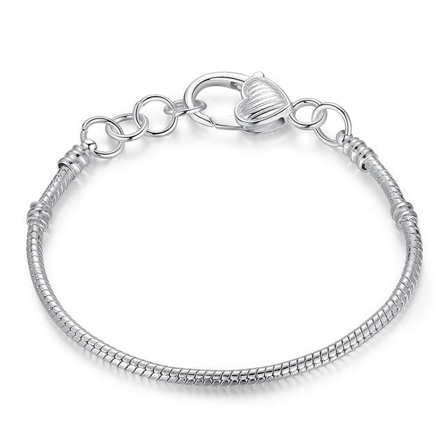 BAMOER 5 Style Silver Color LOVE Snake Chain Bracelet & Bangle 16CM-21CM Pulseras Lobster PA1104