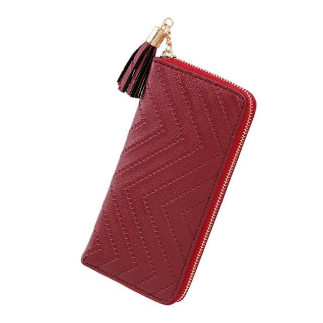 Long Women's Wallet Female Purses Tassel Coin Purse Card Holder Wallets Female Pu Leather Clutch Money Bag Pu Leather Wallet