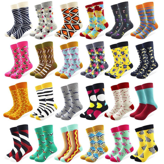Lustige Herren-Socken aus gekämmter Baumwolle mit 29 Mustern, bunte Happy-Socken mit mehreren Mustern, lange Röhre, Skateboard-Freizeitsocken für Herren