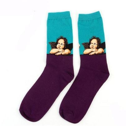 Automne hiver nouveau 3D rétro personnalité Art chaussettes unisexe femmes hommes drôle nouveauté nuit étoilée Vintage chaussettes huile joyeuse chaussettes chaudes