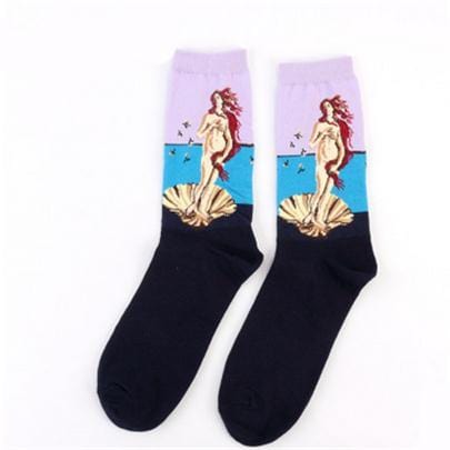 Automne hiver nouveau 3D rétro personnalité Art chaussettes unisexe femmes hommes drôle nouveauté nuit étoilée Vintage chaussettes huile joyeuse chaussettes chaudes